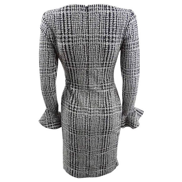 Lauren by Ralph Lauren Women's Petite Plaid Ruched Dress - Black/White - Picture 3 of 3